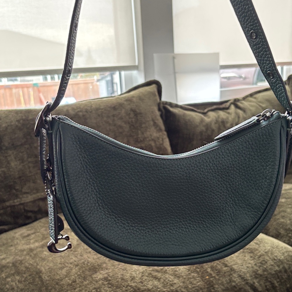 Coach Luna 90s Forest Green Shoulder Bag with Pewter Hardware Y2K